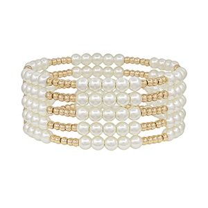 5 Row Pearl & CCB Ball Bracelet